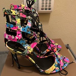 Colorful strappy heels